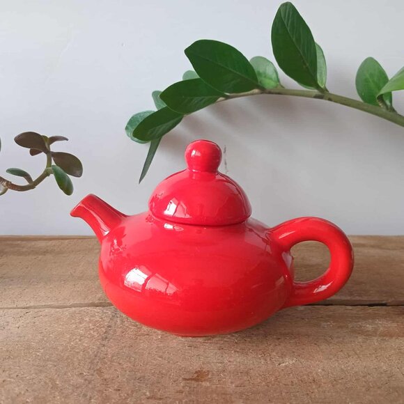 Vintage Hayhoe Flowerdale Single Serve Small Red Ceramic Teapot, Canada Pottery - Picture 4 of 10